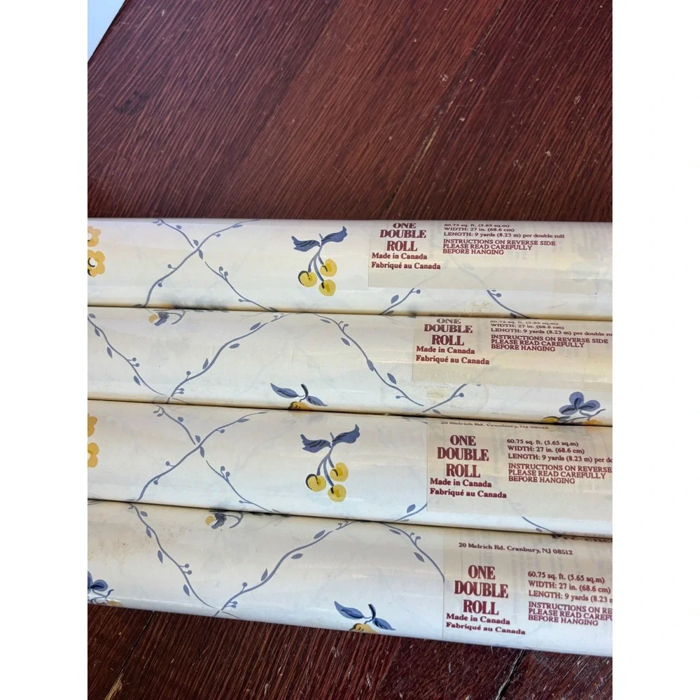 Waverly Wallpaper 4 Double Rolls Floral Vine Yellow Blue Cream 567445 Sealed